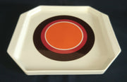 BEILAGENSCHALE "Avantgarde" - Keramik / Steingut, Geometrisches Streifen Kreise Dekor, Mittig Orange